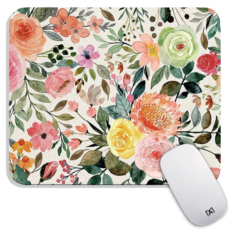 Armanza Square Mouse Pad Watercolour Floral,Personalized Premium-Textured Custom Mouse Mat Design,Washable Mousepad Lycra Cloth,Non-Slip Rubber Base Computer Mouse Pads for Wireless Mouse - Image 1